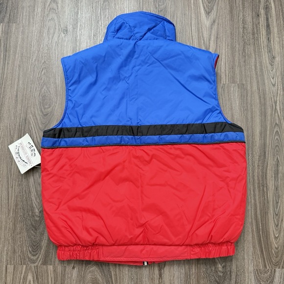 Vtg Current Seen Puffer Vest Jacket Red Blue Large Nylon Polyester - Picture 2 of 5